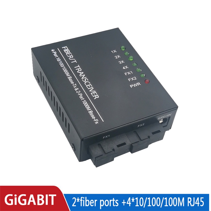 Công Tắc 4 RJ45 UTP 2 SC Gigabit Sợi Quang 10/100/1000M