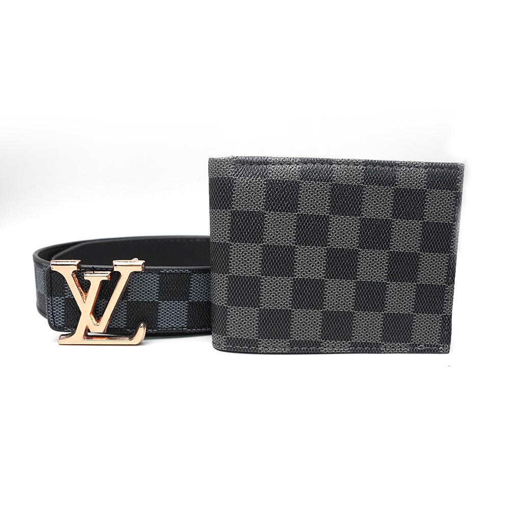 Combo ví da nam, thắt lưng nam lv may cạnh siêu chắc chắn CBMN