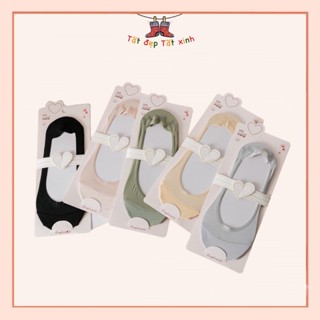 Tất nữ đi giày búp bê giày cao gót có lỗ liti thoáng khí silicon viền  không trơn trượt và chống tụt gót