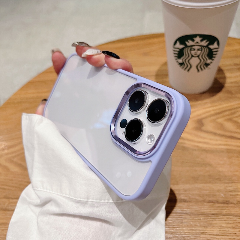 Ốp Điện Thoại Cứng Viền Thẳng Thời Trang Chống Sốc / Rơi Cho iPhone 14 13 12 11 Pro Max Plus