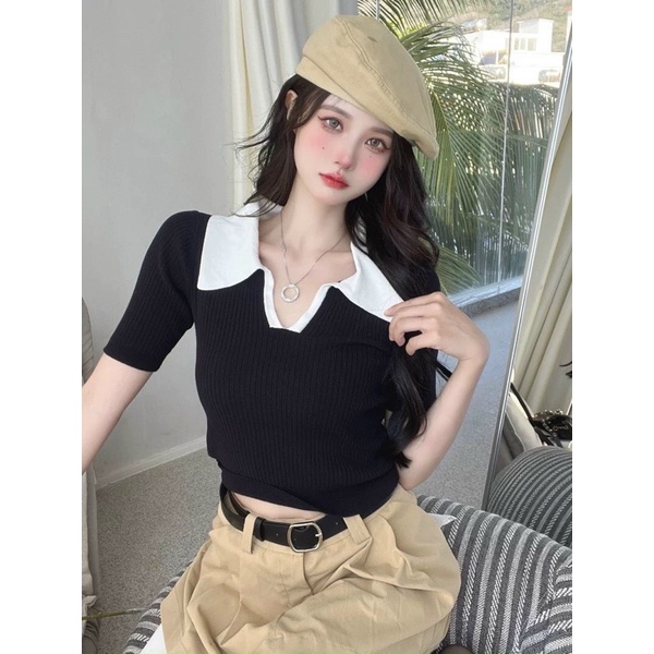 ÁO CROPTOP PHỐI VIỀN TRỤ XINH H6
