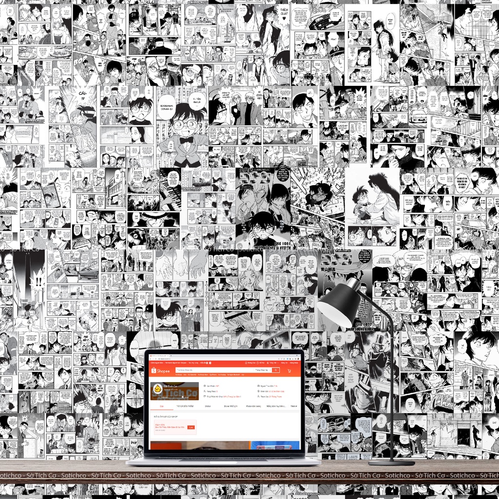 100 Poster, tranh dán tường Anime manga One Piece, Conan, KaitoKid, My Hero Academia, Iruma kun, OnePunch - BW02