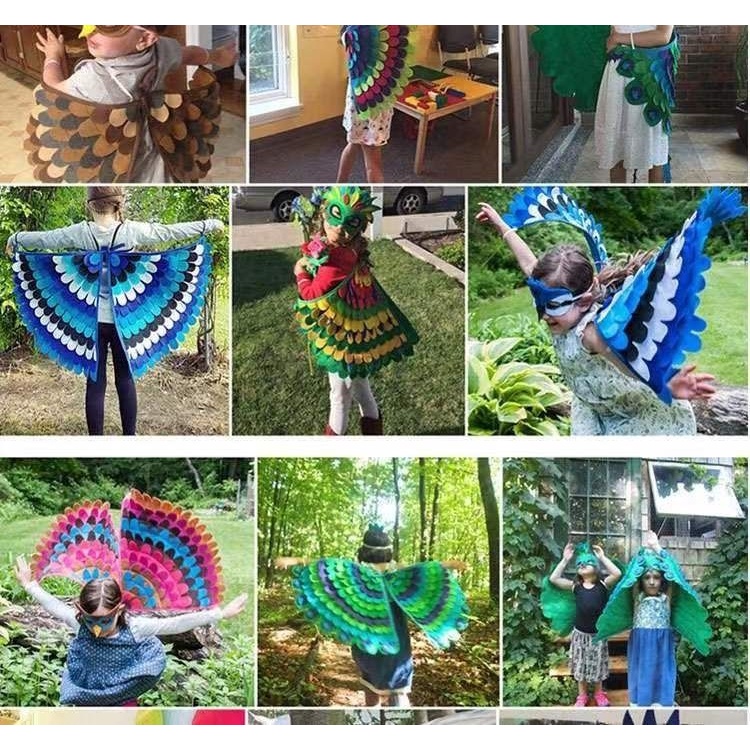Bộ Áo Choàng Và Cánh Chim Công Nỉ Mẫu Mới Dành Cho Trẻ Em Mẫu Giáo