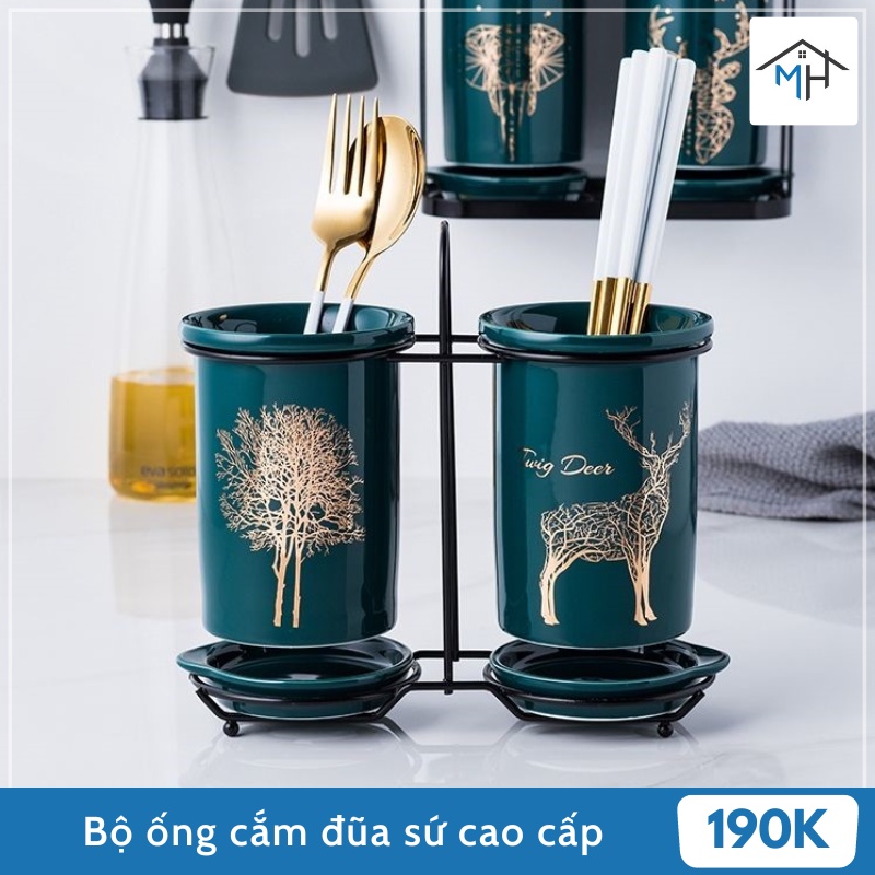 Bộ ống cắm đũa sứ cao cấp