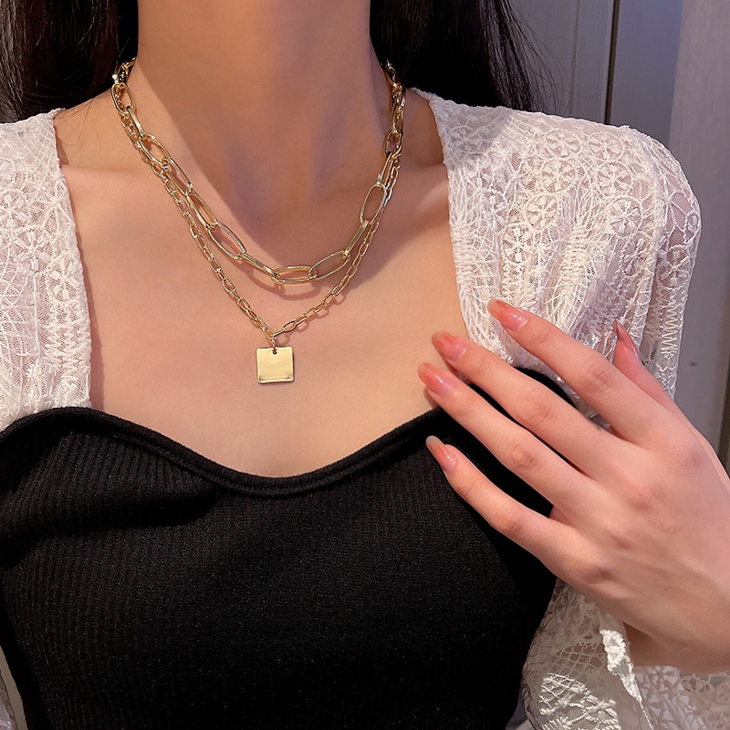 YeYi Vòng cổ Hai Lớp Bằng Kim Loại Nhẹ Sang Trọng Phong Cách Âu Mỹ Thiết Kế Thời Trang Mới Cá Tính Cho Nữ