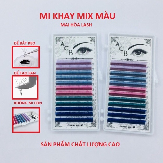 Mi KHAY MIX màu dày 007 _ Dụng cụ nối mi chính hãng _ Mai Hòa Lash