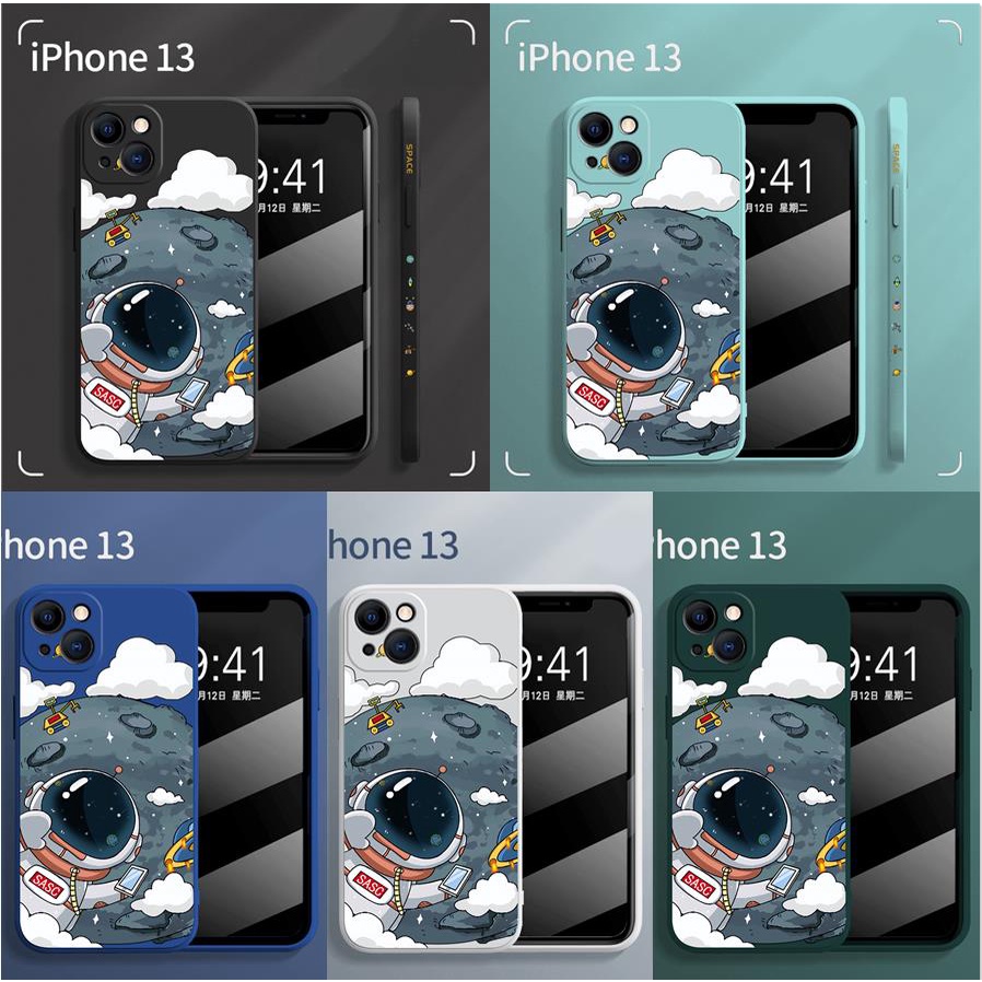 Ốp Điện Thoại Silicon Mềm Hình Phi Hành Gia Có Dây Đeo Cho IPhone 14 13 12 11 Pro Max