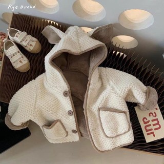 Áo Khoác Lông Cừu Dày Dặn Có Nón Tai Thỏ Phong Cách Mới Cho Bé Trai Và Gái