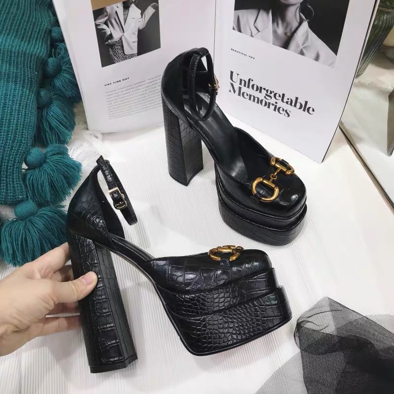 Order ❤️Giày đế đúp gót trụ da vân 15cm * ảnh thật