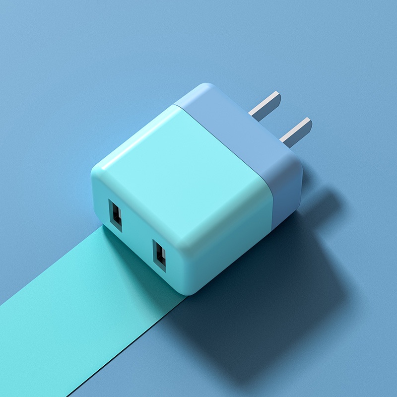 Bộ sạc cổng kép 5V2A Đầu sạc điện thoại di động đa năng USB Bộ chuyển đổi nguồn màu -Jerry Shop