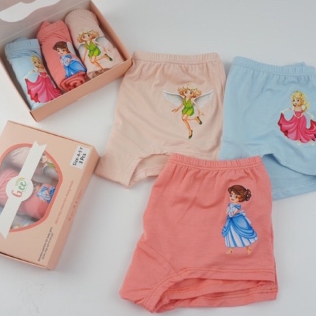 Set 3 Quần Chíp Cho Bé Gái, Quần Lót Vải Sợi Tre Gee 2 Tuổi Đến 13 Tuổi Size To Đại, Kháng Khuẩn Và An Toàn Cho Da Bé