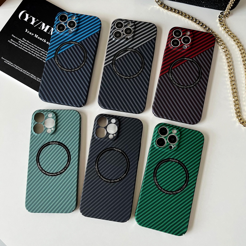 Ốp Điện Thoại Nhựa PC Cứng Họa Tiết Sợi Carbon Có Giá Đỡ Sạc Không Dây Cho iPhone 11 12 13 Pro Max