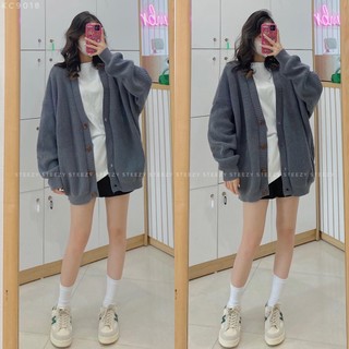 [KC9018] Áo khoác cardigan len trơn form oversize (có sẵn/Ảnh thật)