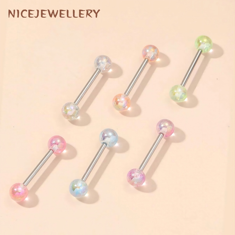 1 Khuyên Lưỡi Nhiều Màu 14G Bằng Thép Không Gỉ