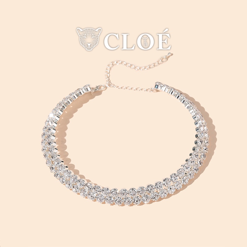 Dây chuyền bông tai đính đá lấp lánh sang trọng bộ phụ kiện trang sức Cloe Accessories