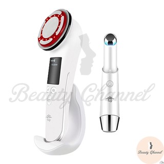 Máy massage mặt làm đẹp da 5 in 1 – photon nóng lạnh – ems nâng cơ – kèm máy massage mắt mini loại bỏ quầng thâm
