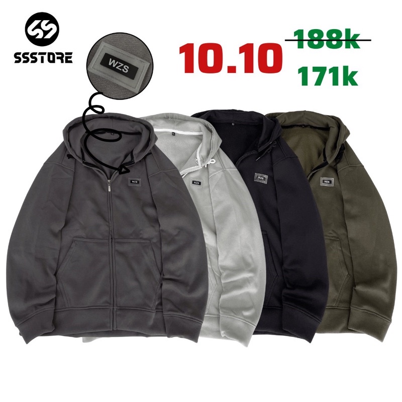 Áo khoác hoodie zip có nón vải nỉ bông tag WZS nhiều màu form rộng unisex nam nữ - SSSTore