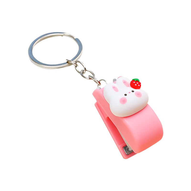 Kẹp Bấm Ghim Mini Họa Tiết Hoạt Hình Dễ Thương Kèm Móc Khóa Tiện Dụng Cho Học Sinh