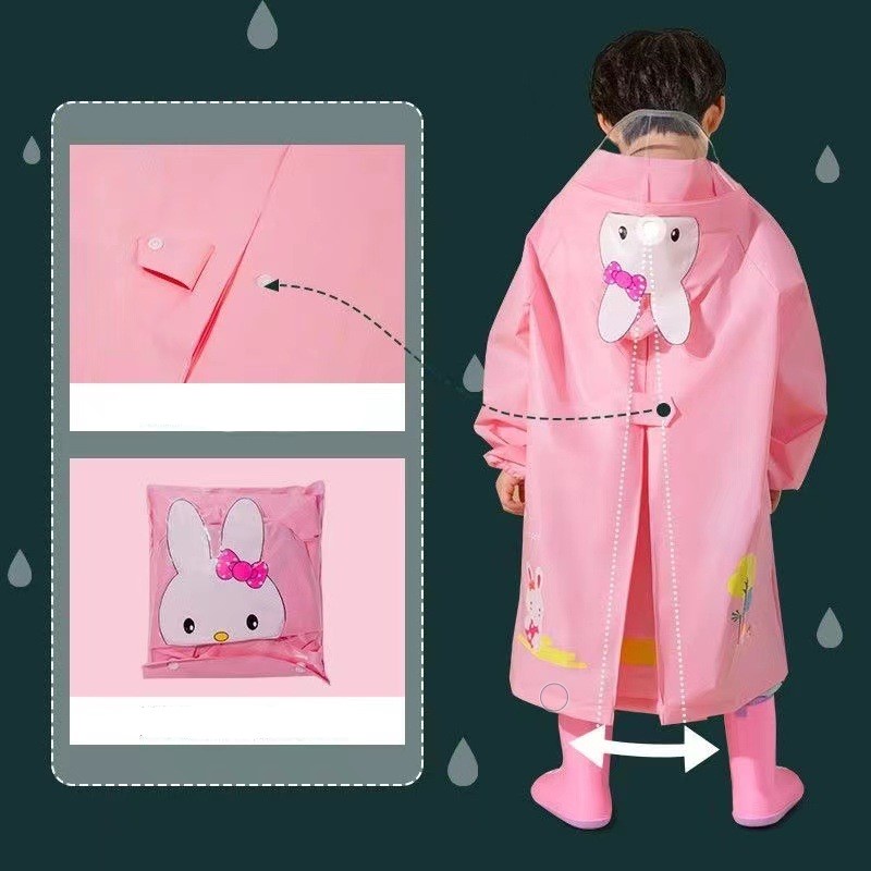 Áo Mưa Trẻ Em, Áo Mưa Cho Bé MELITTDEER Chính Hãng, Chất Liệu EVA, Thiết kế mang Balo