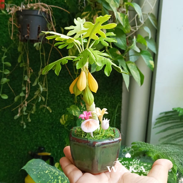 Hoa Đất Sét Mini - Cây Đu Đủ