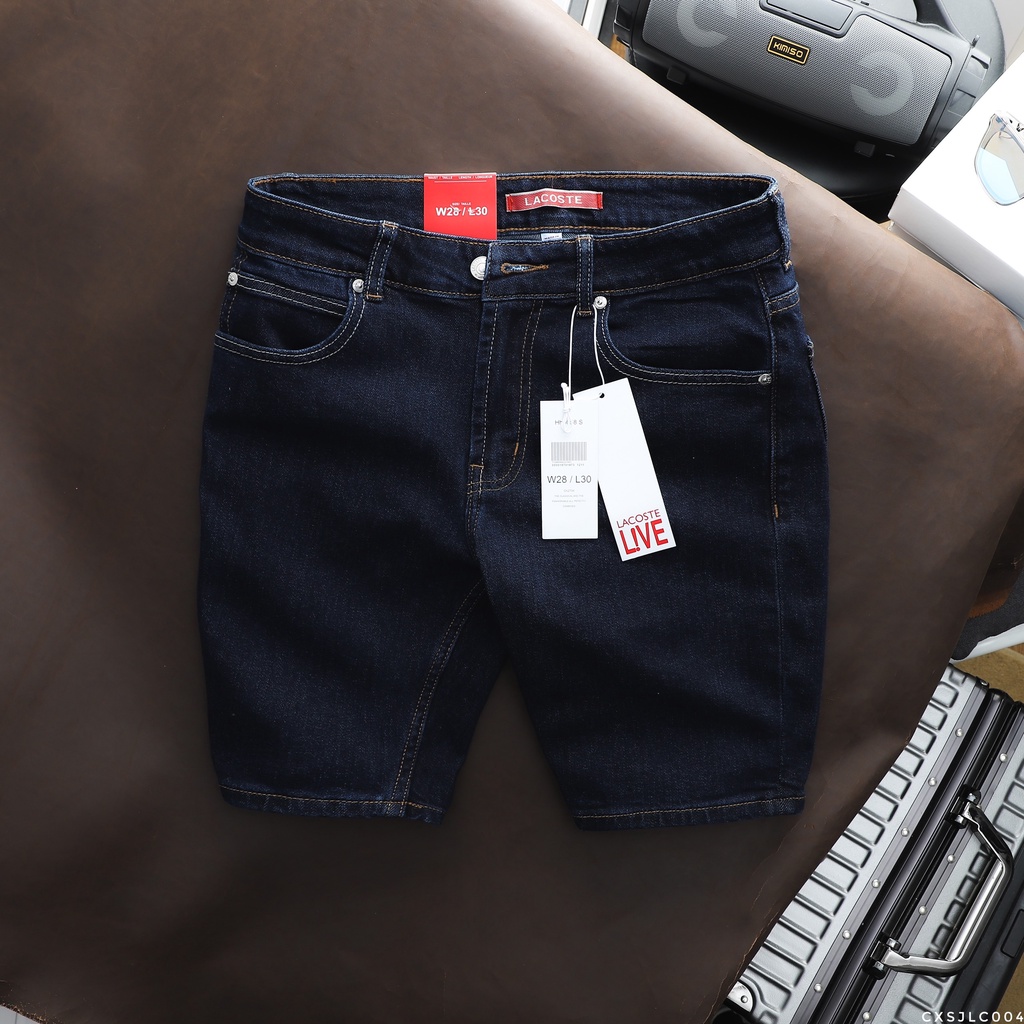 Quần short jean LCT, quần lửng jean nam form slim fit tôn dáng LC004