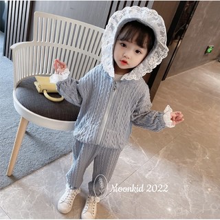 Set bộ đồ len mũ ren cho bé gái từ 10-22kg