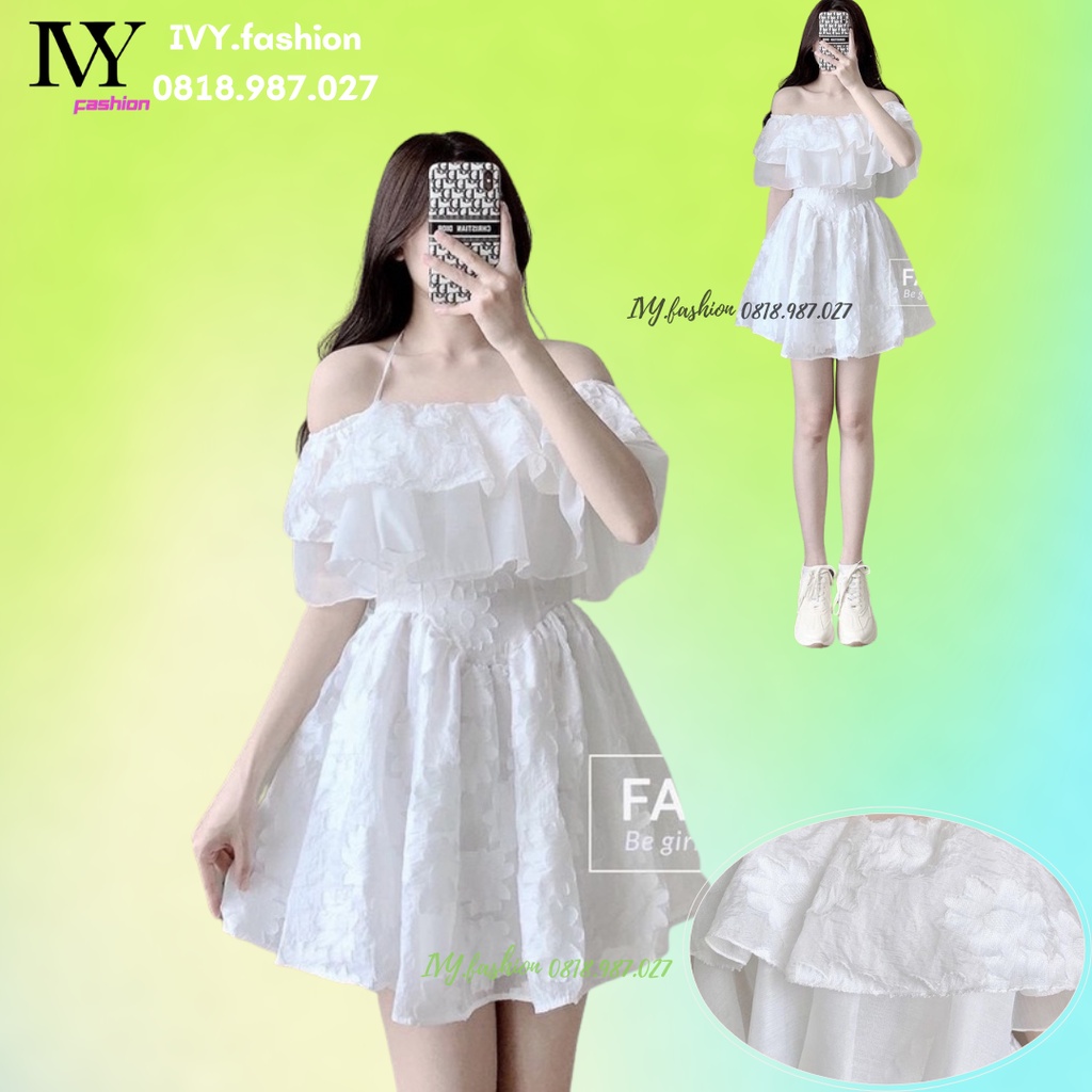 🔥40-65KG🔥 Đầm váy xoè tầng bigsize trễ vai 🔥gấm ren hoa🔥 mút ngực bèo ngực trắng ngắn cúp ngực đi biển dự tiệc