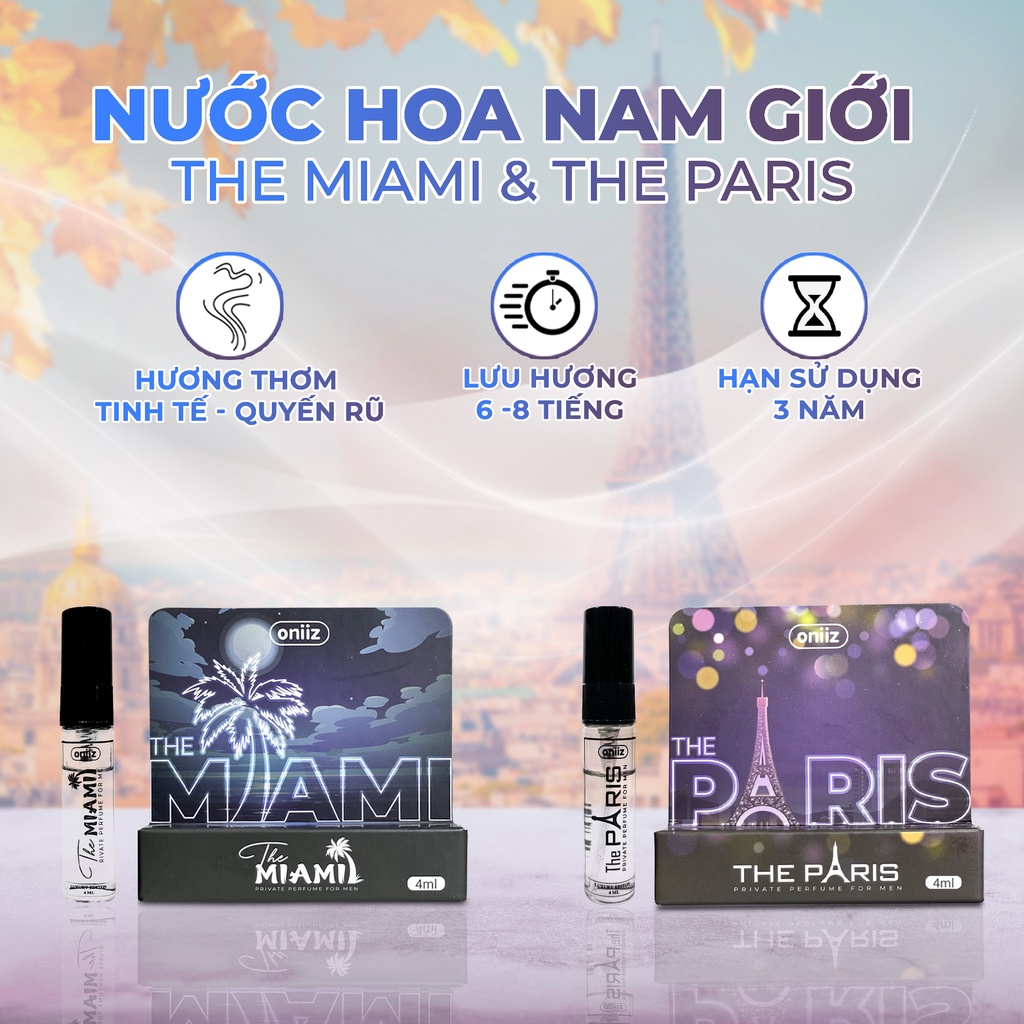 Nước hoa nam giới cao cấp Oniiz - The Paris & The Miami - Chai dùng thử 4ml