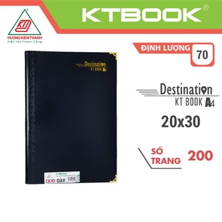 Sổ ghi chép Bìa Da Đen KTBOOK Cao Cấp KT 10 Dày dòng kẻ ngang khổ A4 - 200 trang