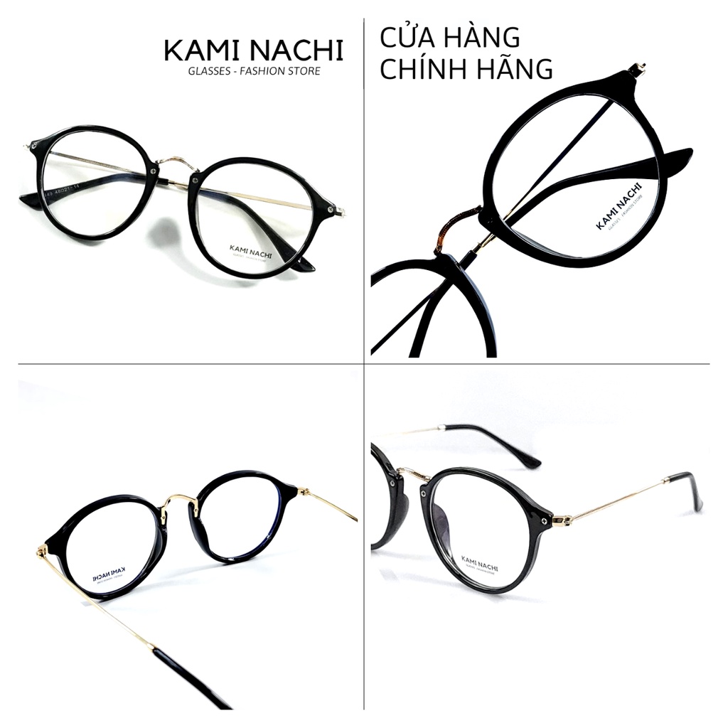 Gọng kính nhựa phối kim loại KAMI NACHI kiểu dáng đơn giản phong cách retro 3449