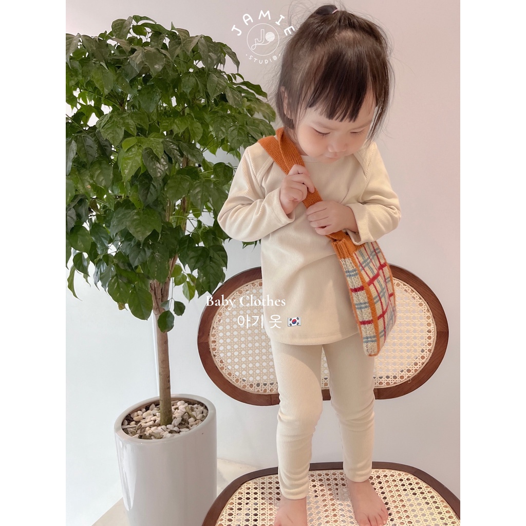 Áo thun tăm nhung dài tay trơn màu cổ tròn cho bé 0-5 tuổi