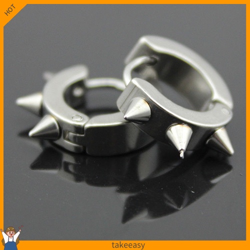 Khuyên tai tròn bằng thép không gỉ phong cách gothic thời trang cho nam và nữ