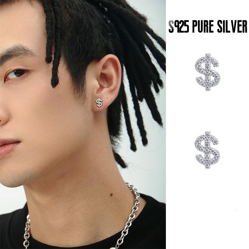 Bông Tai Mạ Bạc S925 Cao Cấp Phong Cách Hip Hop Âu Mỹ Thời Trang Cho Nam Nữ