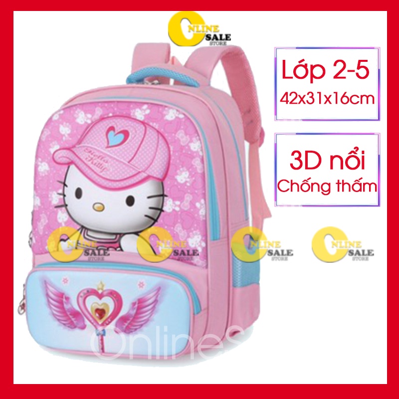 ⚡️Lớp 2-5⚡️ Balo tiểu học trẻ em 3D nổi học sinh cấp 1 cặp xách đi học cho bé trai bé gái lớp 2 3 4 5 Size 42 chống thấm