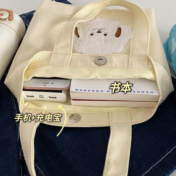 Túi Vải Canvas Đeo Vai Họa Tiết Hoạt Hình Xinh Xắn Dành Cho Nữ