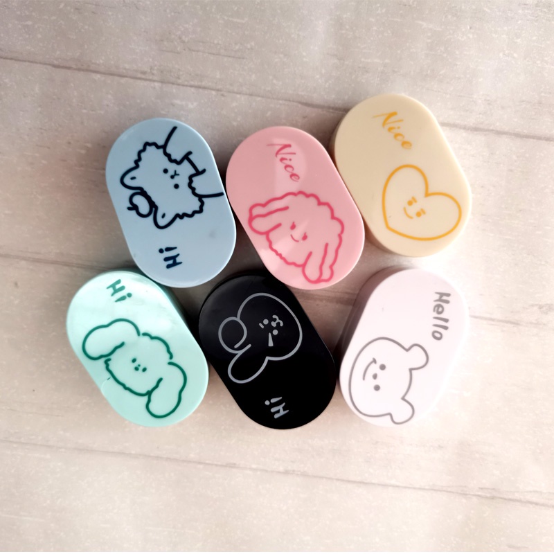 Hộp Đựng Kính Áp Tròng Hình Thỏ / Gấu / Chó / Cáo Dễ Thương Kèm Gương Soi Tiện Dụng Mang Theo Du