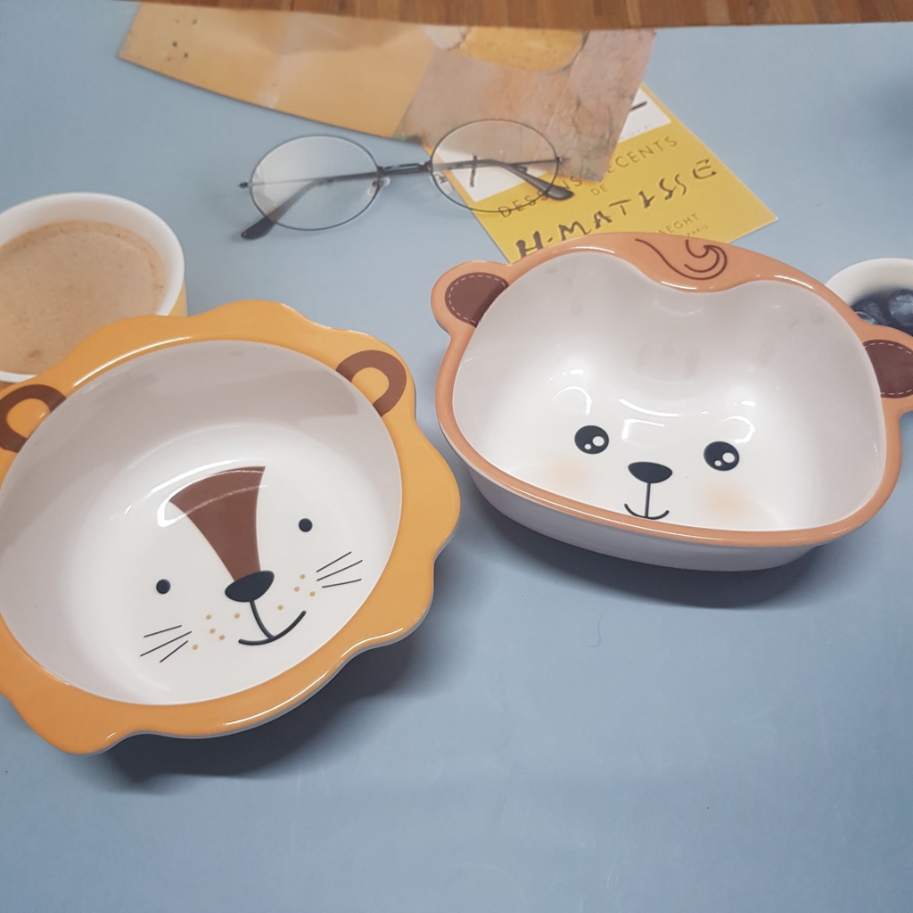 Bát Ăn Dặm Bằng Nhựa Hình Thú Hoạt Hình Dễ Thương Cho Bé Ăn Dặm Hermon