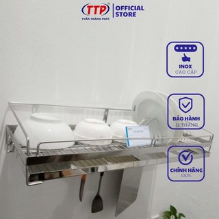 Kệ chén treo tường 1 tầng - Có khay hứng nước Cao cấp Inox 304 - Tuấn Thành Phát