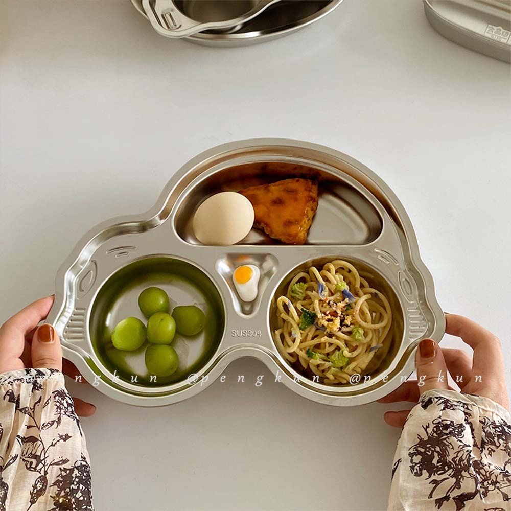 Khay Đựng Thức Ăn Bằng Thép Không Gỉ 304 Chống Sốc Họa Tiết Hoạt Hình Cho Bé