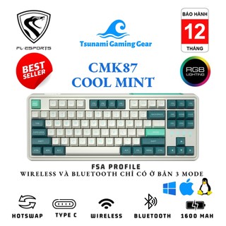 Bàn phím cơ/ Kit phím cơ FL-Esports CMK87 Cool Mint RGB/ Hotswap chính hãng BH 12 tháng