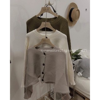 Áo cardigan len croptop trơn 3 màu Nana21 Nanastore21