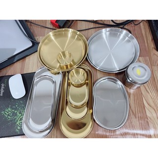 Hộp Đựng Bông Cồn  SPA , Khay Inox Chén Bát Mạ Vàng Spa Đĩa Vàng