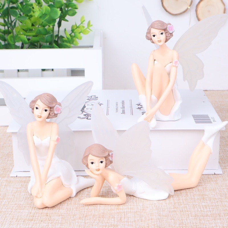 Set 3 Thiên thần, nàng tiên trang trí kệ tủ, giá sách, bánh kem, trang trí bàn học