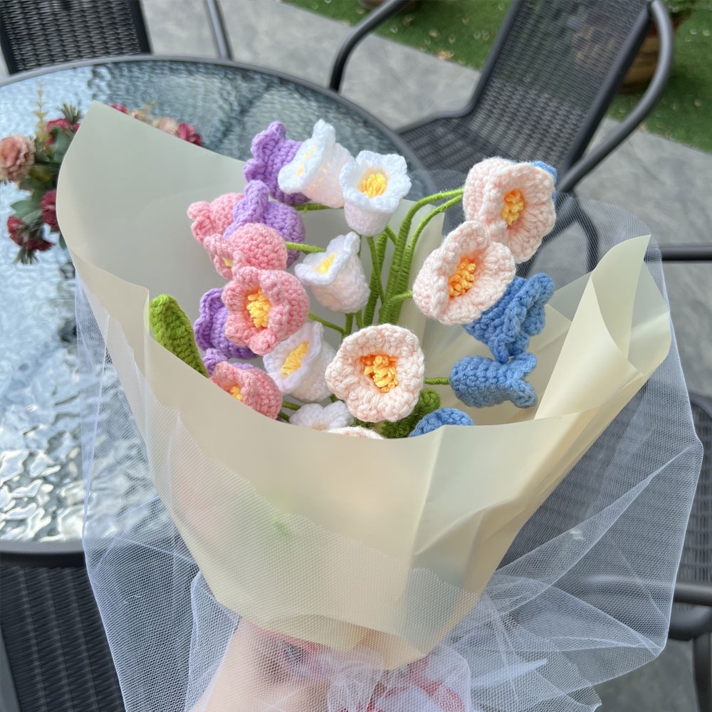 Bó Hoa Tulip Bằng Len Đan Thủ Công Lãng Mạn Trang Trí Ban Công / Phòng Ngủ / Đám Cưới DIY