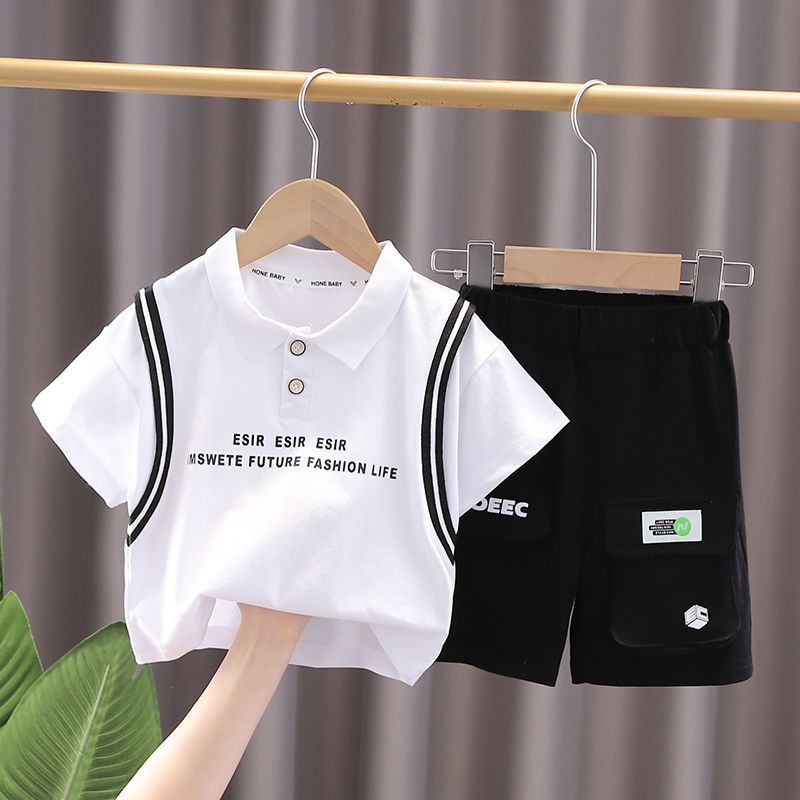 Set Đồ Mùa Hè Năm Mới 2022 Gồm Áo Thun Và Quần Jeans Ngắn Phong Cách Nước Ngoài Cho Bé Trai