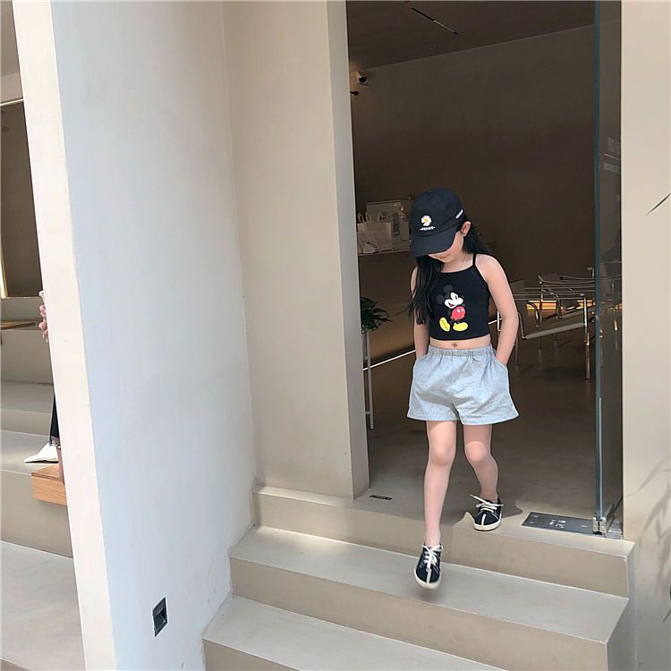 Áo Thun Hai Dây In Hoạt Hình Phong Cách Hàn Quốc Dành Cho Bé Gái