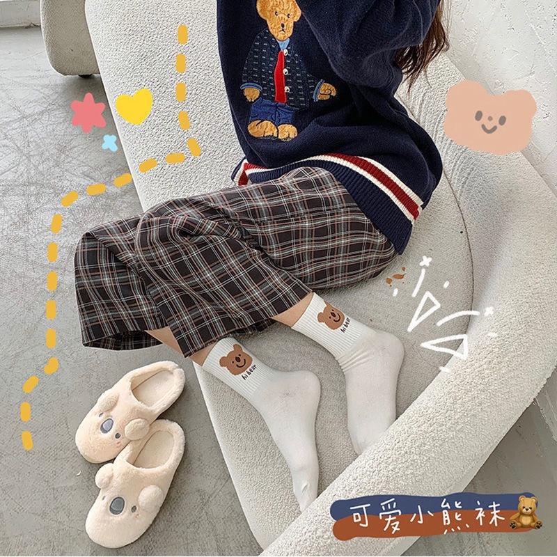 PVN34316 Set 5 Đôi Tất Vớ Cổ Cao Gấu Thỏ Trắng Cute Dễ Thương T2