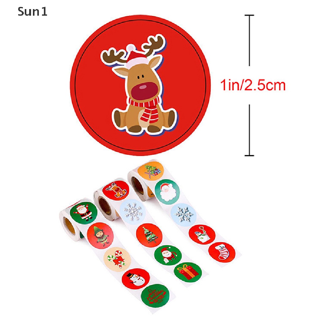 Cuộn 500 Nhãn Dán Trang Trí Túi Kẹo Họa Tiết Giáng Sinh Đáng Yêu 1 &gt;