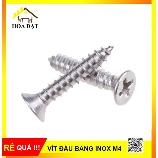 Vít Đầu Bằng M4 Inox 304 - Màu Trắng Sáng - Phụ Kiện Chuyên Dụng