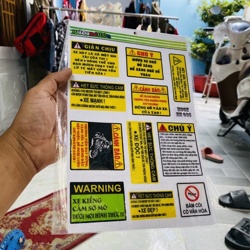 Trọn bộ 11 tem cảnh báo giận chịu keo nổi